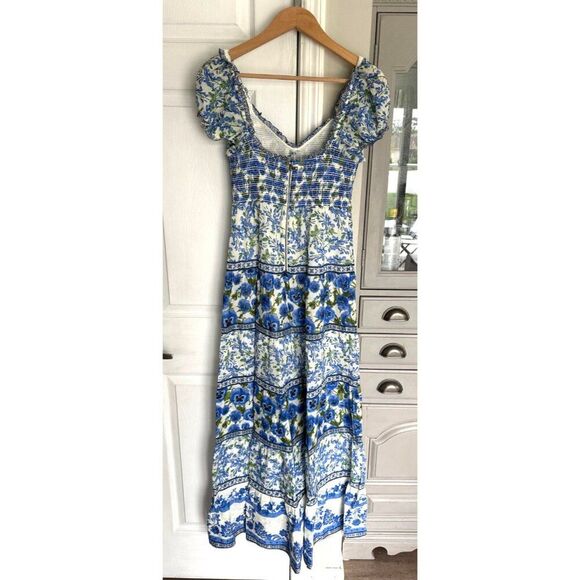 Alice + Olivia Rosalyn Maxi Dress Size 6 Blue White Boho - Picture 3 of 11